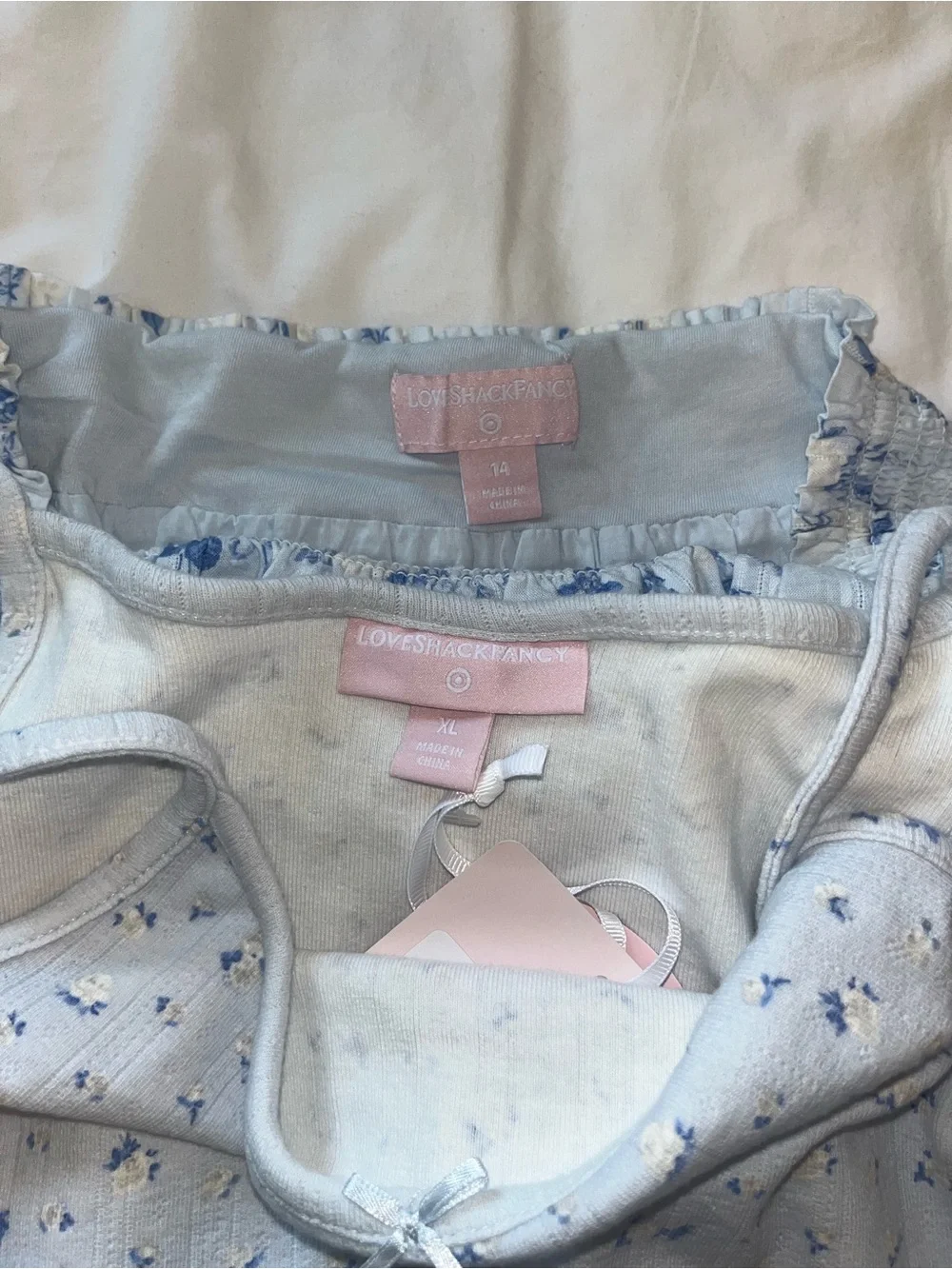 NWT LoveShackFancy x Target Blue Floral Girls Set - Tank Top and Skirt - XL/14